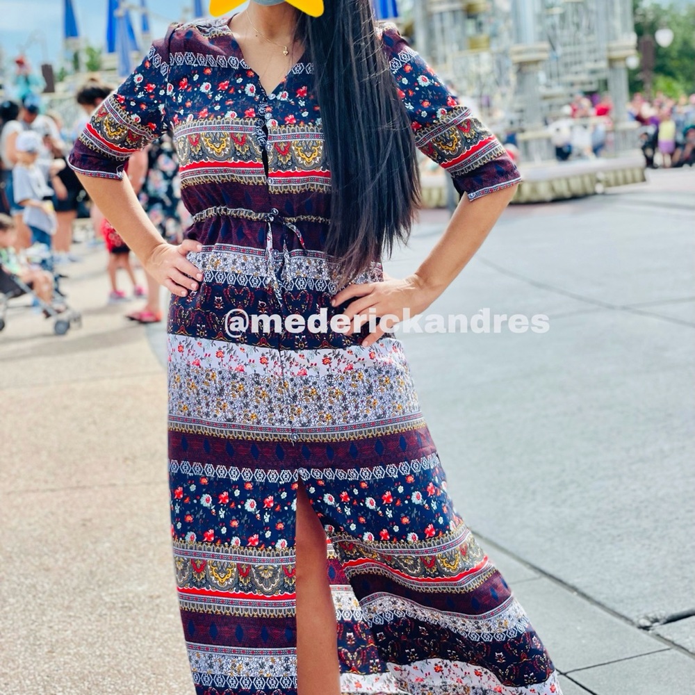 NWT bohemian print maxi dress boho party cocktail - Picture 9 of 16